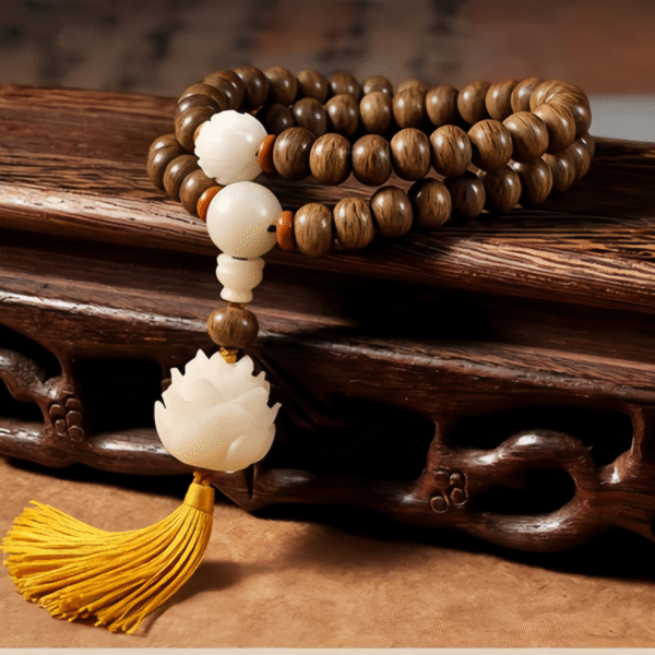 Geometric Wooden Bead Bracelet with Gold Accents, Minimalist Handcrafted Boho Jewelry