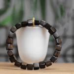 Square - Shaped Wooden Bead Bracelet with Gold Clasp