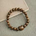 Wooden Bead Bracelet with Cat - Shaped Charm