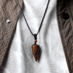 Wooden Cone - Shaped Pendant Necklaces with Black Cord