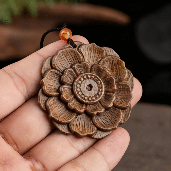 Wooden Flower - Carved Pendant