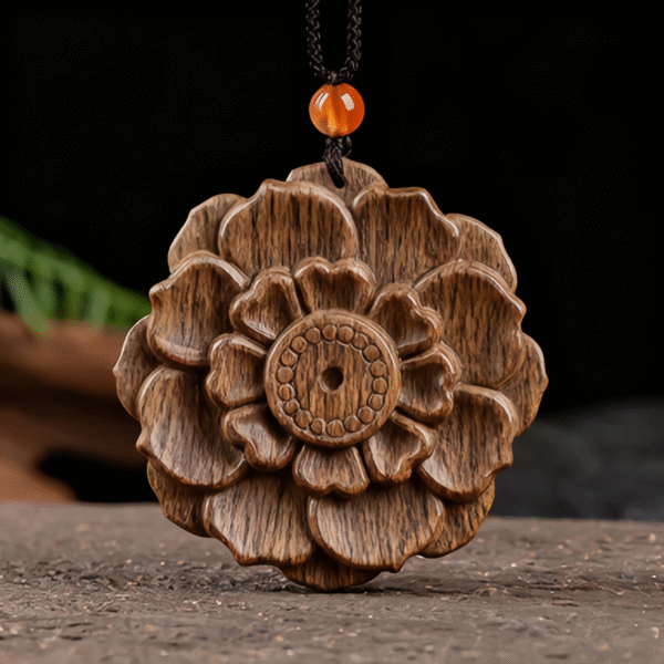 Wooden Flower - Carved Pendant