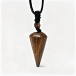 Wooden Cone - Shaped Pendant Necklaces with Black Cord