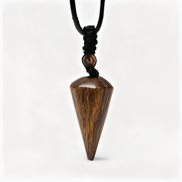Wooden Cone - Shaped Pendant Necklaces with Black Cord