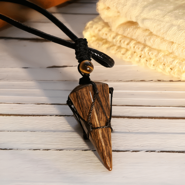Wooden Cone - Shaped Pendant Necklaces with Black Cord