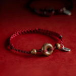 Red Cord Bracelet with Wooden Donut & Beads