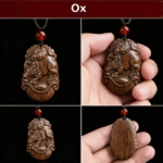 Wooden Rat - Carved Pendant with Red Agate Bead