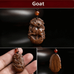 Wooden Rat - Carved Pendant with Red Agate Bead
