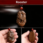 Wooden Rat - Carved Pendant with Red Agate Bead