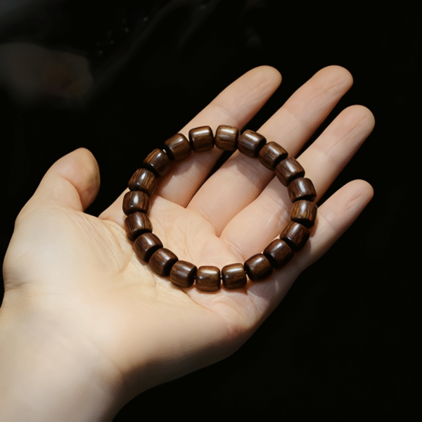 Barrel - Shaped Wooden Bead Bracelet