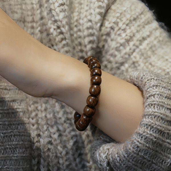 Barrel - Shaped Wooden Bead Bracelet