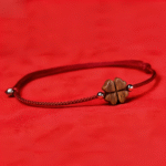 Red Cord Bracelet with Wooden Clover Charm