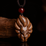 Wooden Nine-Tailed Fox Pendant