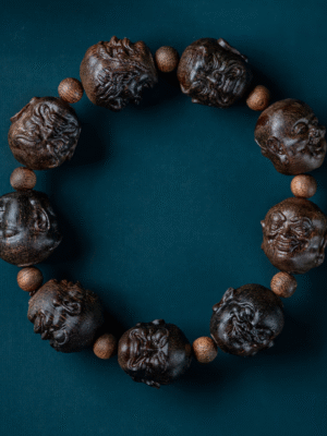 Qin Nan carving water-sinked chenxiang eighteen arhats bracelet, high-end cultural and entertainment wood Buddha bead necklace, about 18*19mm*9 beads