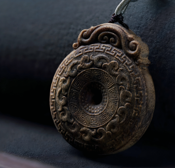 Kynam Agarwood Pendant with Ruyi and Peace Knot, Natural Collection, Buddhist Talisman Necklace, Jewelry Accessory.