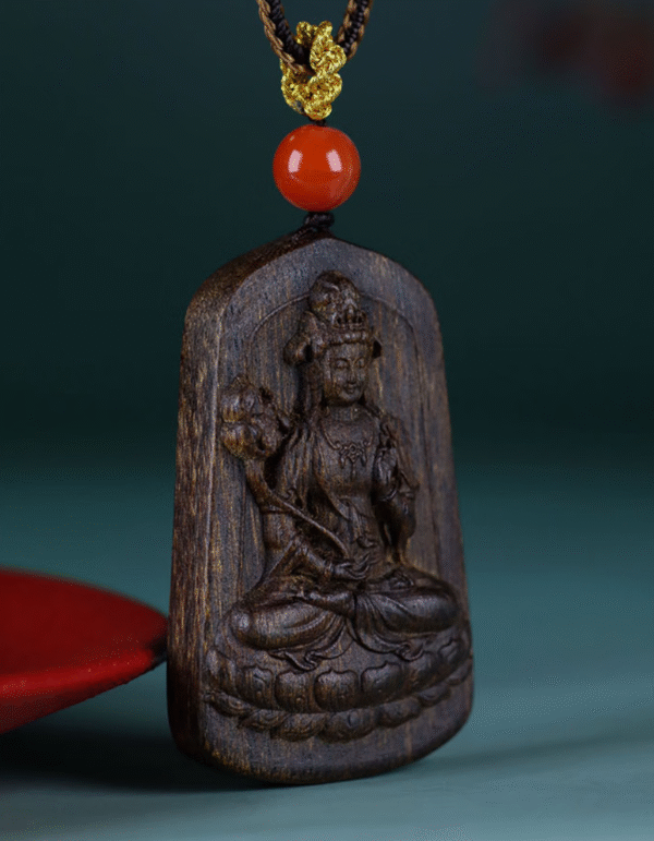 Lotus-Holding Avalokitesvara Agarwood Pendant