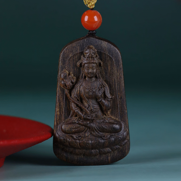 Lotus-Holding Avalokitesvara Agarwood Pendant