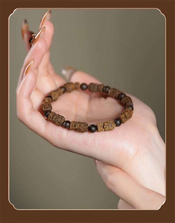 Agarwood carved bracelet.