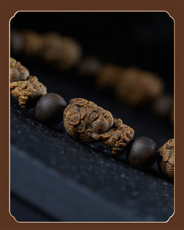 Agarwood carved bracelet.