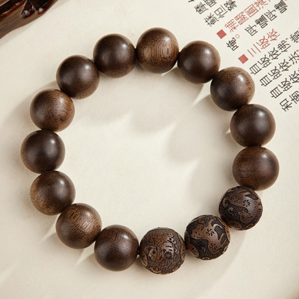 Agarwood carved bracelet