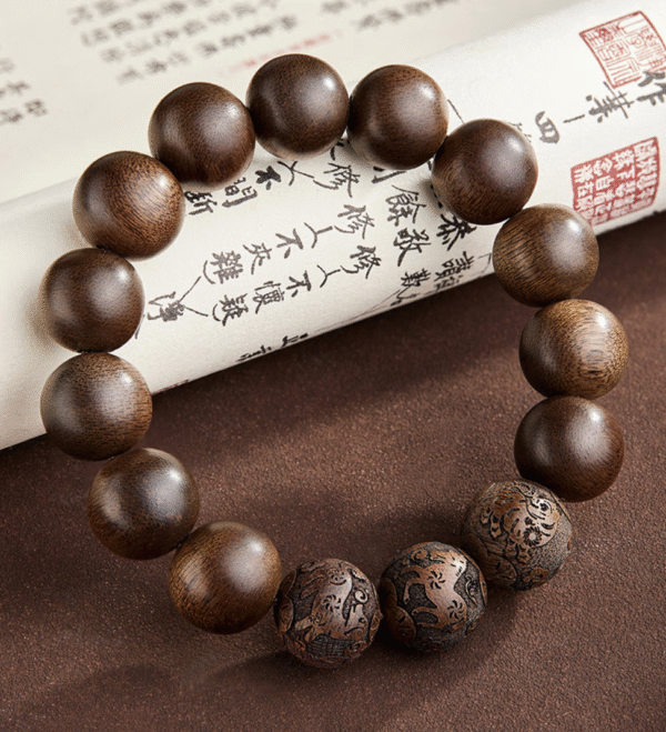 Agarwood carved bracelet