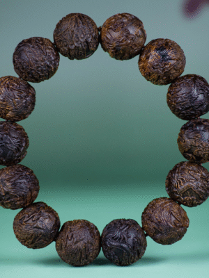 Carved Agarwood Dragon and Phoenix Bracelet