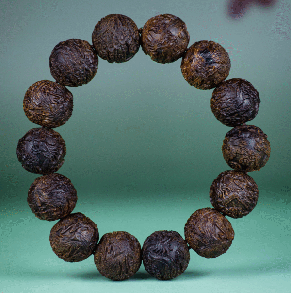 Carved Agarwood Dragon and Phoenix Bracelet